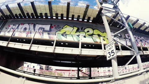NYC - Driving under subway bridge - 4k Stock Footage 138534691