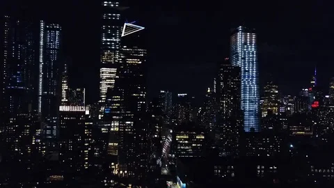 NYC Drone footage at night Stock Footage