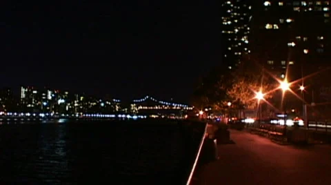 NYC E. River Park With Traffic Timelapse Video stock 270317