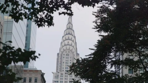 NYC Empire State Building through Trees Stock Footage 106058466