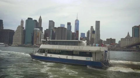 NYC FERRY NYC SKYLINE Stock Footage 77601363