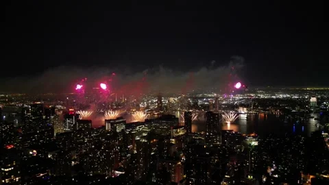 NYC - Fireworks - Sunset Stock Footage 221802058