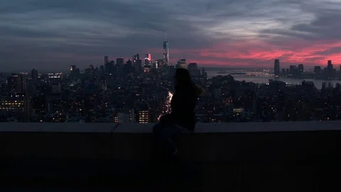 NYC Freedom Tower Sunset Stock Footage 81882817