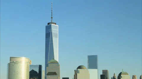 NYC Freedom Tower timelapse at sunset Stock Footage 68083886