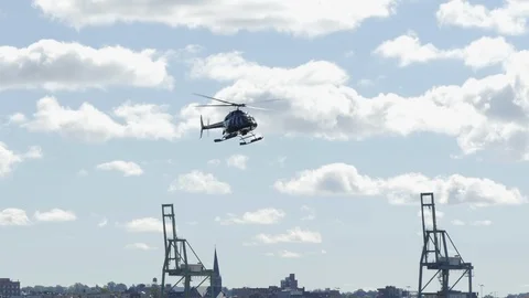 NYC helicopter on the hudson river Stock Footage 122349073