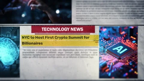 NYC to Host First Crypto Summit for Billionaires Newspaper Title Stock Footage 320904812