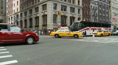 NYC Intersection Street Traffic - Time Lapse Stock Footage 888861