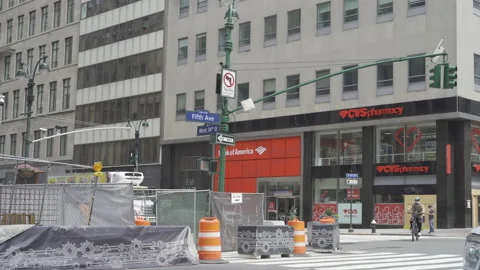 NYC Lockdown 5th Avenue Corner West 34th Street HLG ProRes422 Stock Footage 133137457