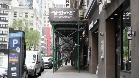 NYC Lockdown Korea Town Sidewalk STILL ProRes422 Stock Footage 133140123