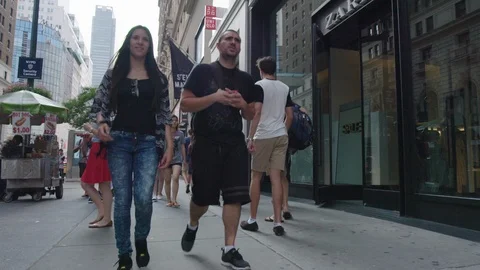 NYC Low Angle People Stock Footage 106064676