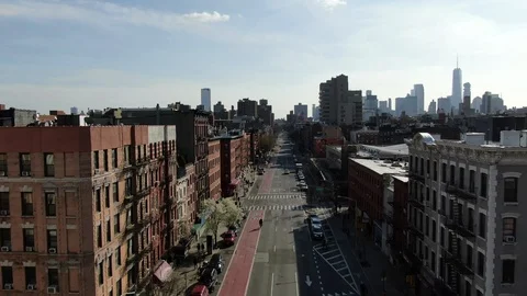 NYC Lower East Side Scenic Aerial Footage Vidéo 126900685
