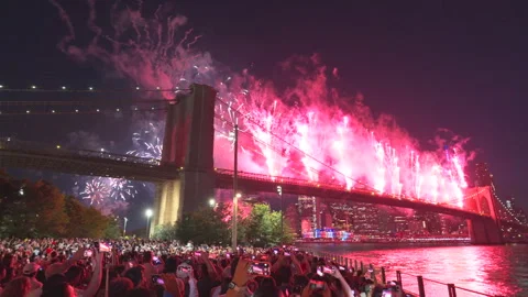NYC MACY’S 4TH OF JULY FIREWORKS SHOW 2025 at Brooklyn in New York City Video stock 312527853