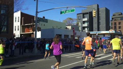 NYC MARATHON - Brooklyn - Runners Stock Footage 129321997