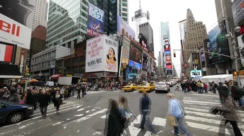 Nyc new york city pedestrians Times Square  New York City NY  intersection Stock Footage