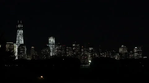 NYC Night Skyline Stock Footage 60052647