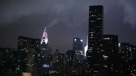 NYC Night Skyline Stock Footage 60053106