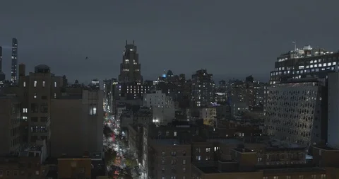 NYC Night skyline traffic Stock Footage