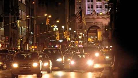 NYC NIGHT TRAFFIC Stock Footage 255144562