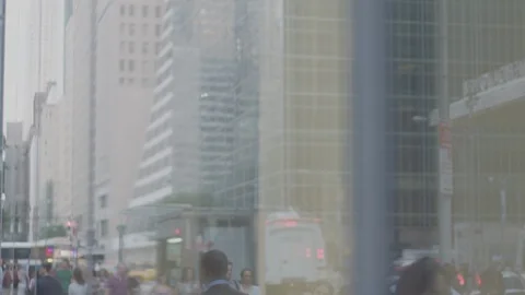 NYC People Walking Reflection Stock Footage 106056712