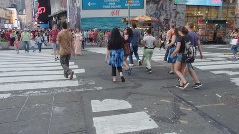 NYC People Walking Time Square Stock Footage 106066053
