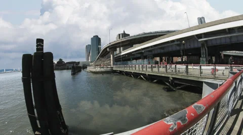 NYC-PIER-East-River-clouds Video stock 37291291
