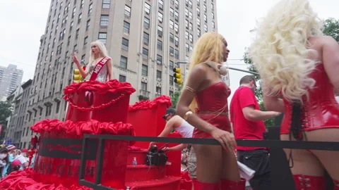 NYC Pride March is opened on Fifth Avenue in New York City on 2024 Video stock 278429980