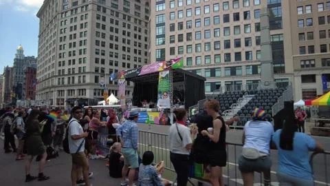 The NYC Pride March time laps Stock Footage 248123554