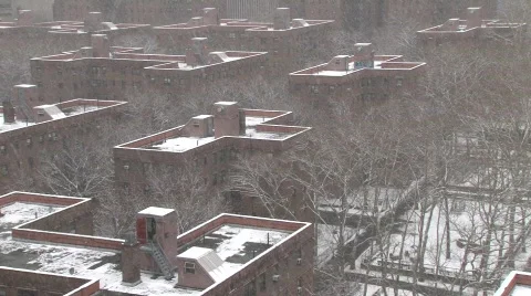 Nyc projects-rooftops snowing day Stock Footage 312552