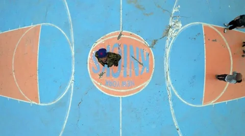 NYC - Red Hook, Projects, Basketball Court Fly Out Stock Footage 50147816