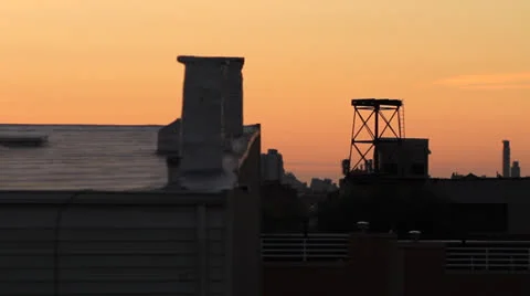 NYC ROOFTOPS SUNSET Stock Footage 25655600