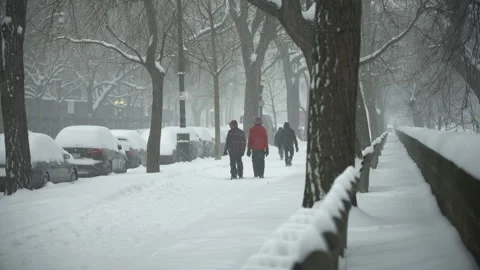 NYC Sidewalk in Snow Vídeo Stock 330975539