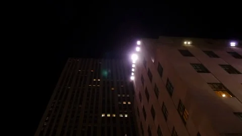 NYC sky crapers panning from below Stock Footage 122387773