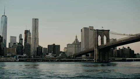 NYC Skyline / Brooklyn Bridge Stock Footage 255140393