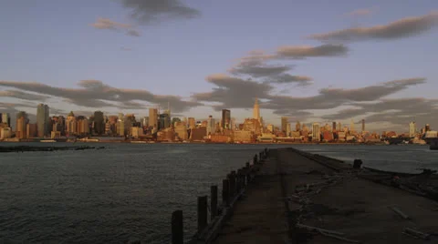 NYC Skyline Dock Stock Footage 26043869