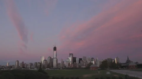 NYC Skyline At Dusk Stock Footage 60115898