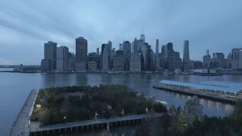 NYC skyline evening Stock Footage 294956767