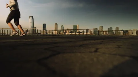 NYC SKYLINE JOGGERS Stock Footage 65716037