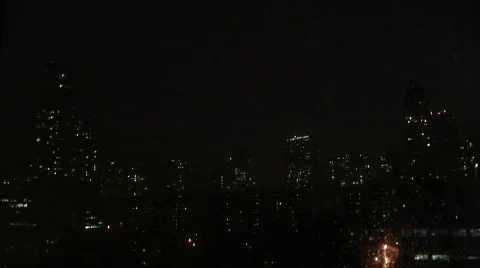 NYC skyline lightning strike 動画素材 85802