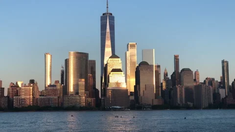 NYC Skyline Magic Hour Vídeos de archivo 154656476
