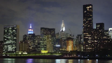 NYC-skyline midtown night Video stock 37294002