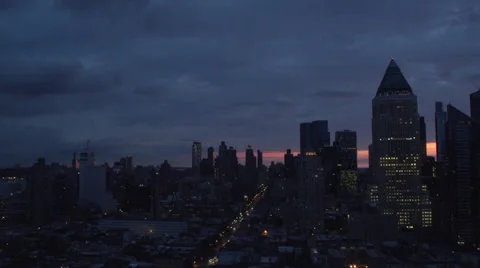 NYC SKYLINE NIGHT TO DAY TIME LAPSE Stock Footage 35298560