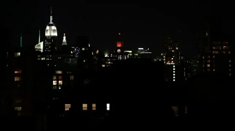 NYC Skyline at Night Stock Footage 48336826