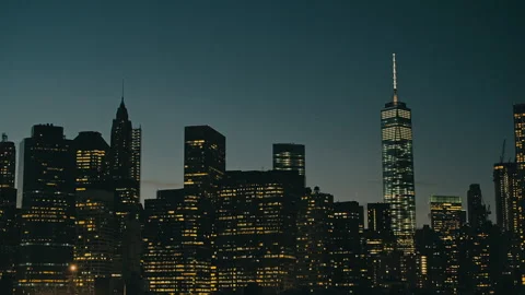 NYC Skyline At Night Stock Footage 255140671