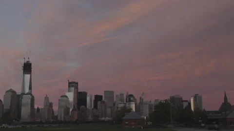 NYC Skyline Sun Set Stock Footage 60052152