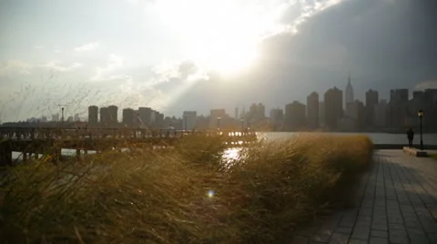 NYC Skyline Sunlight Slider Stock Footage 60114765