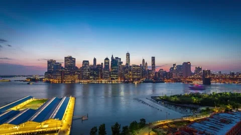 NYC Skyline Timelapse 2 | Day to Night | HD Footage Stock Footage 172225459