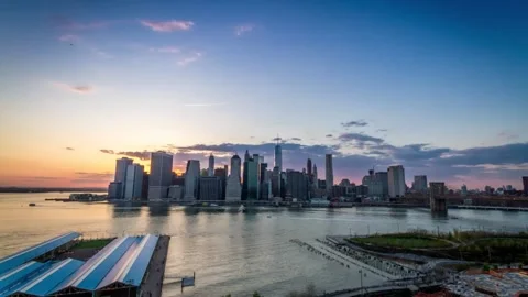 NYC Skyline Timelapse 4 | Long Sunset | HD Footage Video stock 172225476