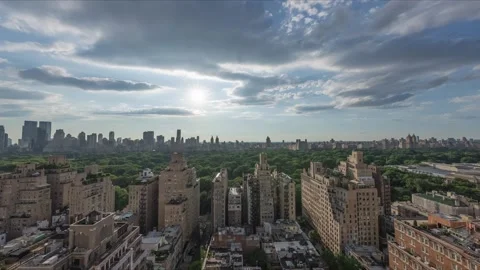 NYC Skyline Timelapse Time Lapse Central Park Upper West Sunset Day Night Stock Footage 240308420