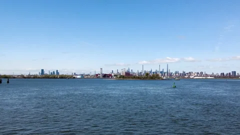 NYC Skyline water view Stock Footage 197340019