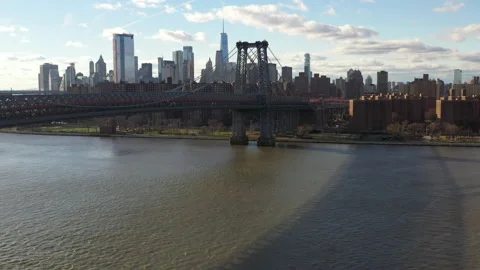 NYC Skyline Williamsburg Bridge Stock Footage 236666461